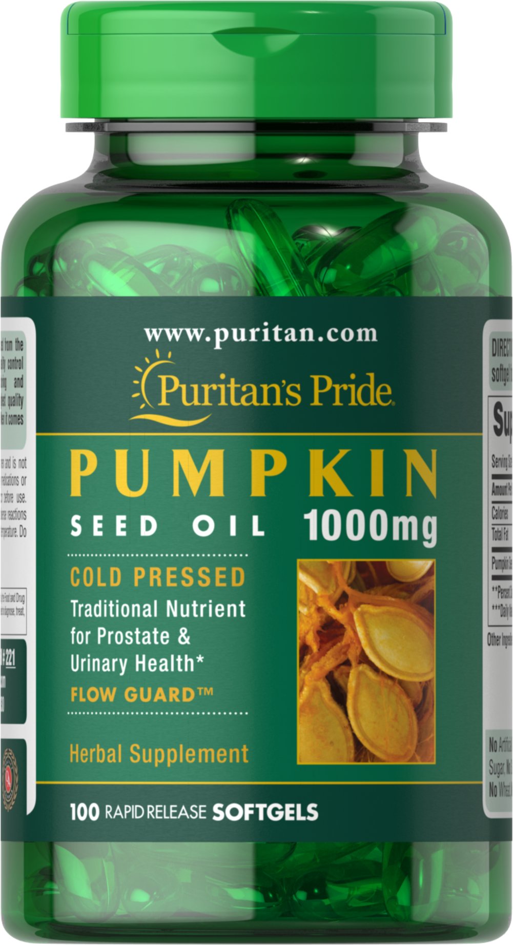 Puritan's Pride Pumpkin Seed Oil Pumpkin Seed Oil 100mg - Image 1